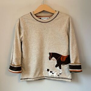 Janie and Jack Toddler Boy’s Horse + Dog Reversible Long Sleeved Shirt Size 4